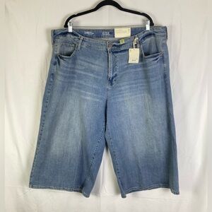 A.n.a Jeans Womens 22W Light Wash High Rise Wide Leg Crop Denim Blue NWT